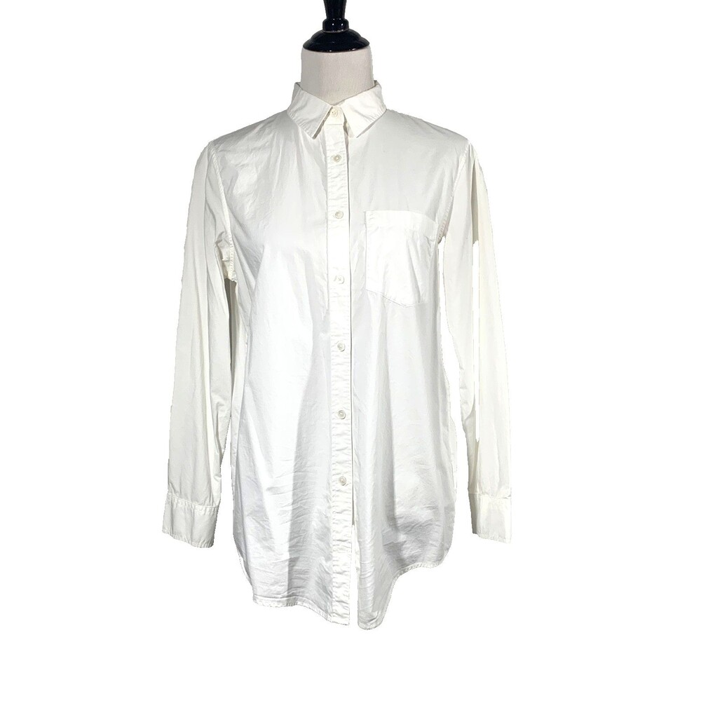 Banana Republic Shirt Oversized Poplin Womens Size M White Button Up Boyfriend